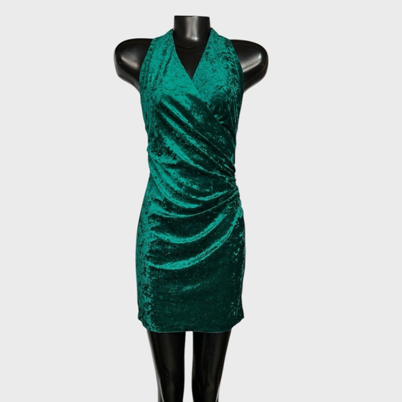 VTG 80s 90s Masquerade 3 SMALL Green Crushed Velvet Halter Mini Dress Bodycon - threedaughtersproperties.com VTG 80s 90s Masquerade 3 SMALL Green Crushed Velvet Halter Mini Dress Bodycon - threedaughtersproperties.com